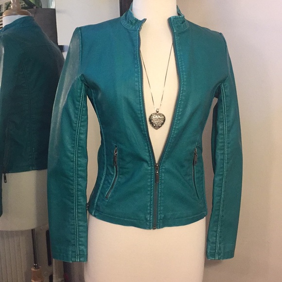 LA Coalition Jackets & Blazers - NWOT Teal Faux Leather!!!!